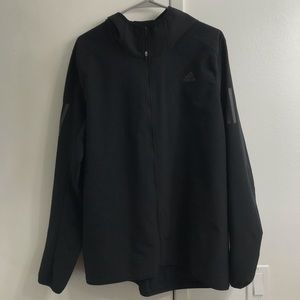 Medium Adidas Black and Grey Windbreaker Hoodie